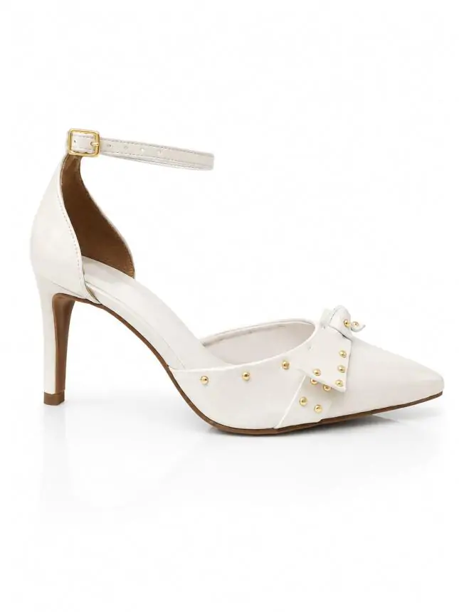 SLINGBACK ELIS OFF WHITE  COM CRAVO OURO - Código 567