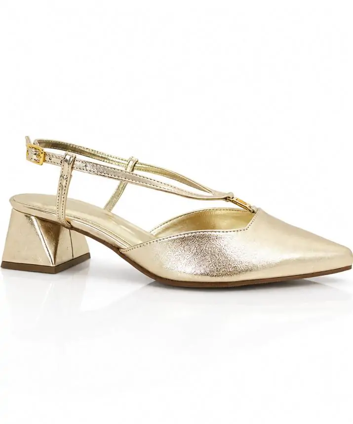 SLINGBACK ALICIA METALIC OURO LIGHT - Código 574