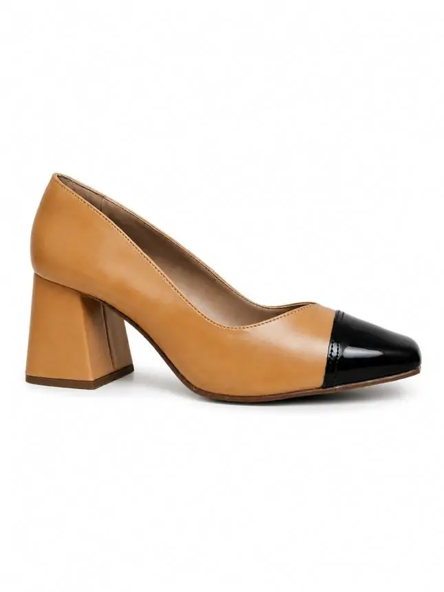 SCARPIN BONECA VERNIZ MEL/PRETO - Código 646