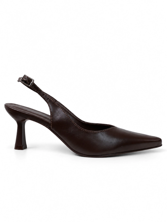 SLINGBACK LETICIA  INTENSE MARROM EM V - Código 746
