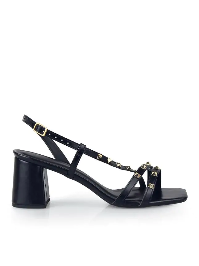 SANDALIA MIRANDA INTENSE PRETO SPIKE OURO - Código 748