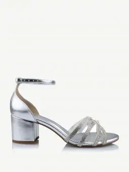 SANDÁLIA  PERNAMBUCO CHROMA PRATA / STRASS CRISTAL - Código 293