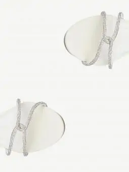 SANDALIA SALTO FINO MÉDIO STRASS OFF WHITE
