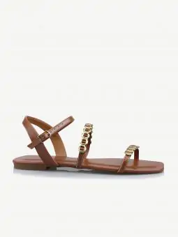 SANDAL ZURI METAL  CARAMELO - Código 368